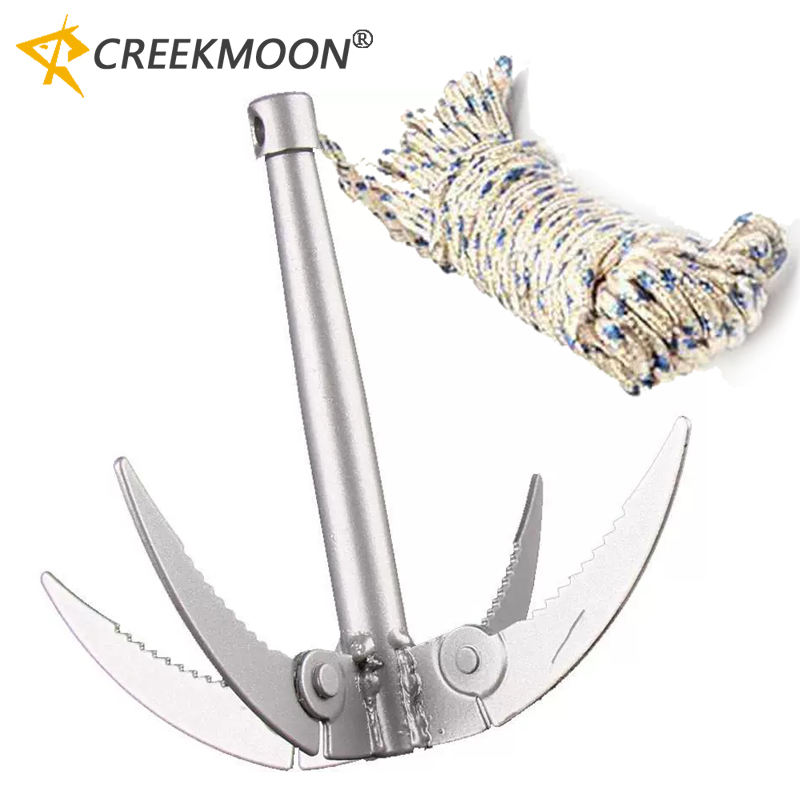 Fishing Boat Anchor - 4爪アンカーシックル折りたたみ式水草除去器雑草抜き水生植物カッター鋭利なナイフ釣りアクセサリータックル用